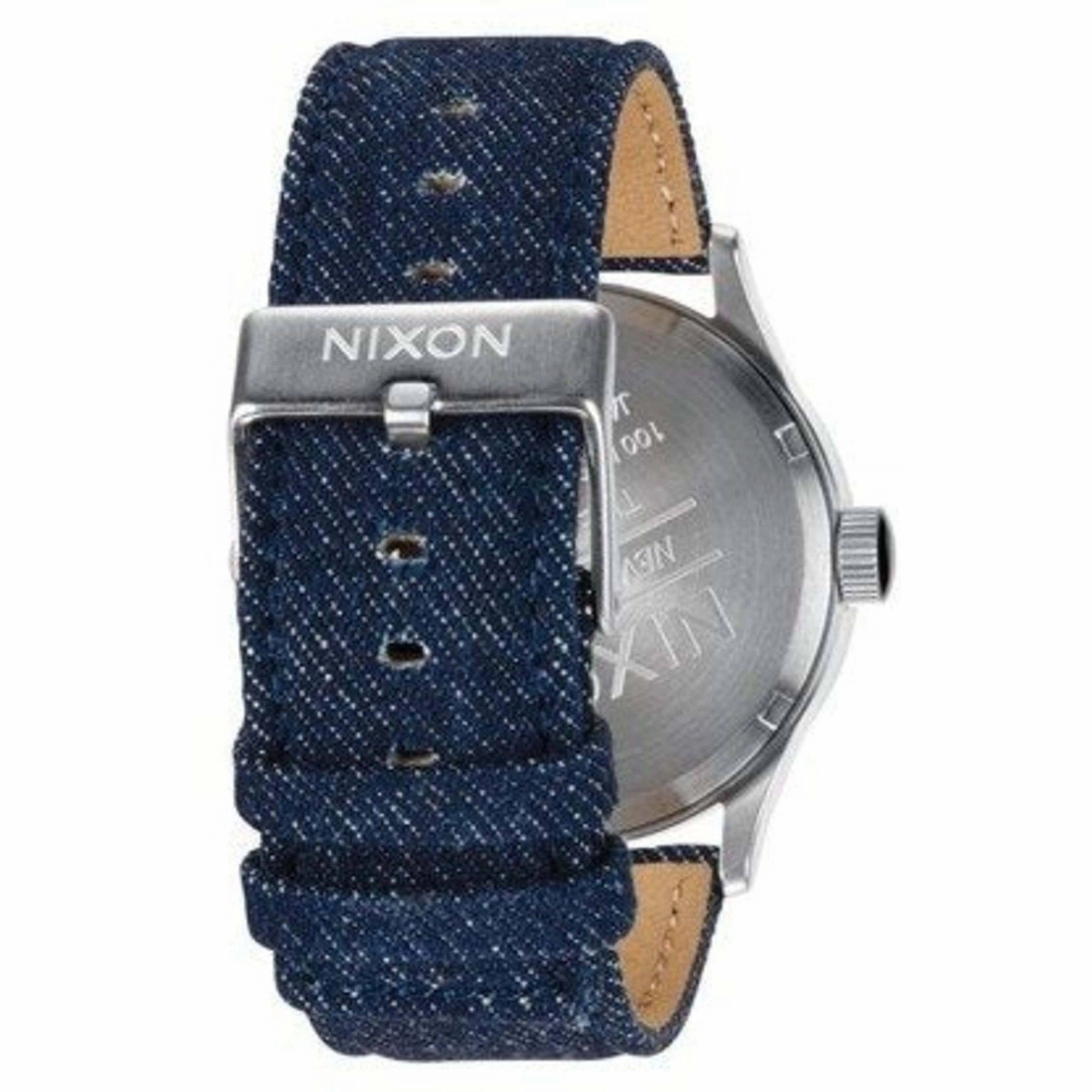 Nixon Men's Watch - Sentry Day-Date White Dial Blue Leather Strap Quartz | A1051540