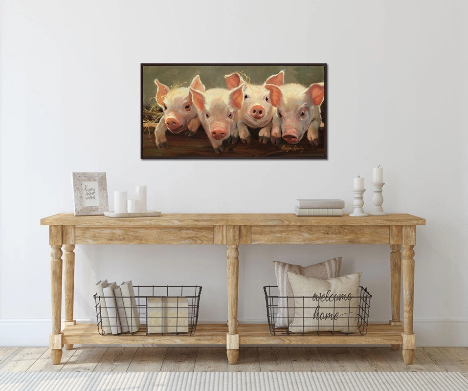 Oinks Overflowing Wall Art - Pink/Brown - 37 X 19