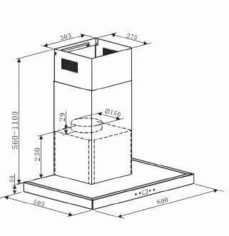 Parmco 600mm Stainless Steel Low Profile Canopy RLCD-6G-1000L