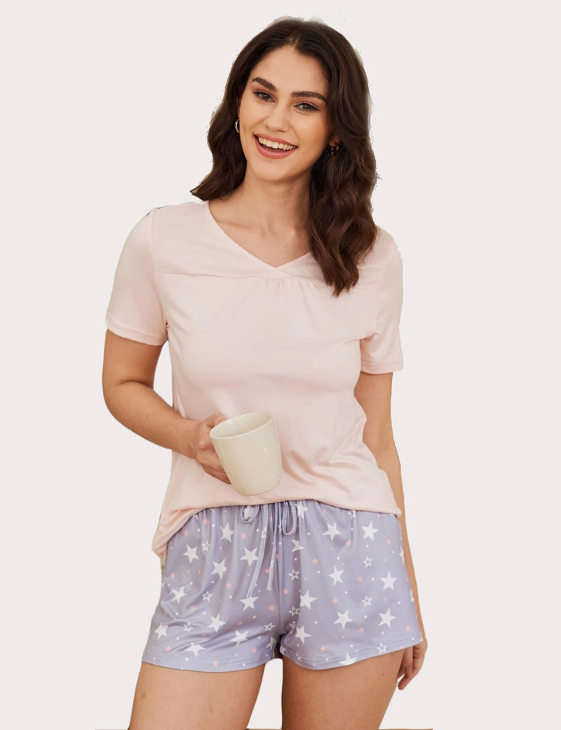 Plaid Shorts Pajama Set Nightwear Pjs