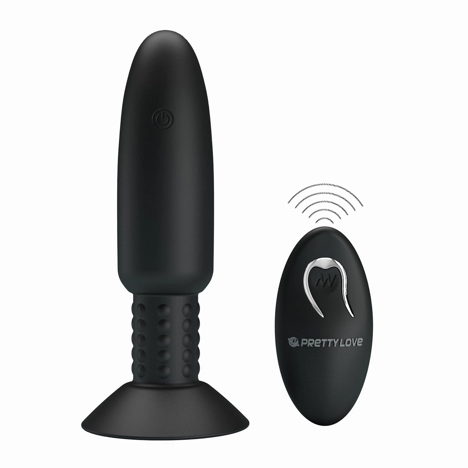 Pretty Love - Beaded Remote Control Vibrating Rotating Butt Plug (Black)