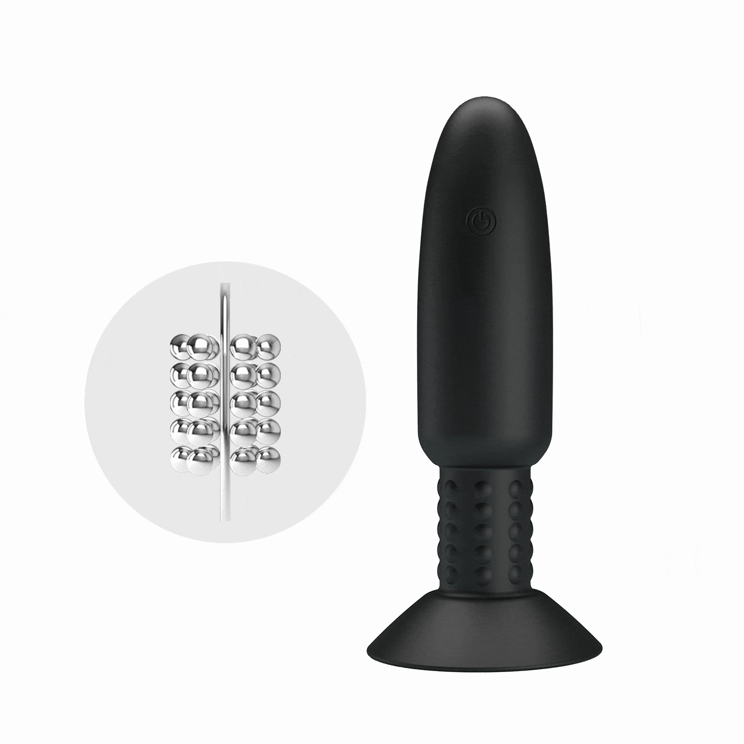 Pretty Love - Beaded Remote Control Vibrating Rotating Butt Plug (Black)