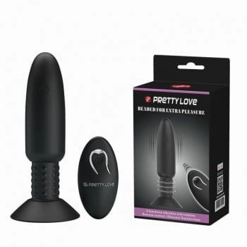 Pretty Love - Beaded Remote Control Vibrating Rotating Butt Plug (Black)