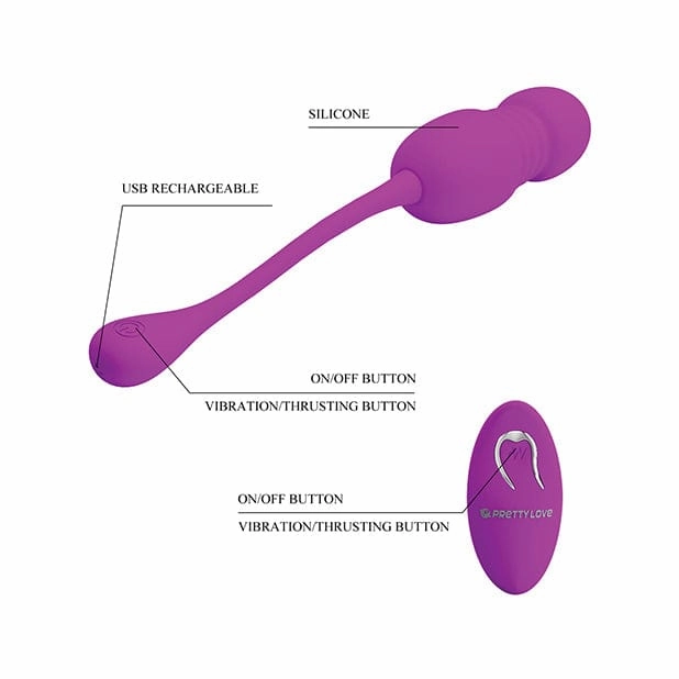 Pretty Love - Callieri Remote Thrusting and Vibrating Egg (Pink)