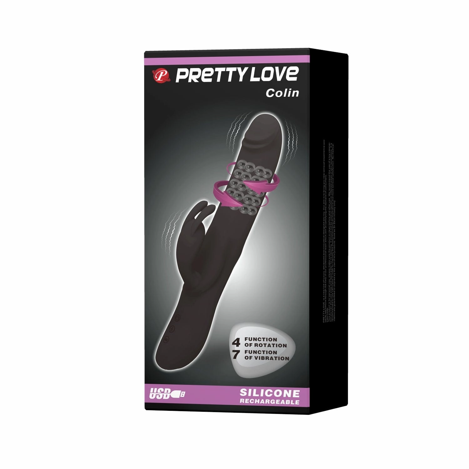 Pretty Love - Colin Vibrating Rotating Rabbit Vibrator (Black)
