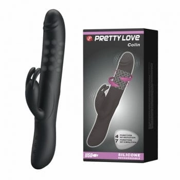 Pretty Love - Colin Vibrating Rotating Rabbit Vibrator (Black)