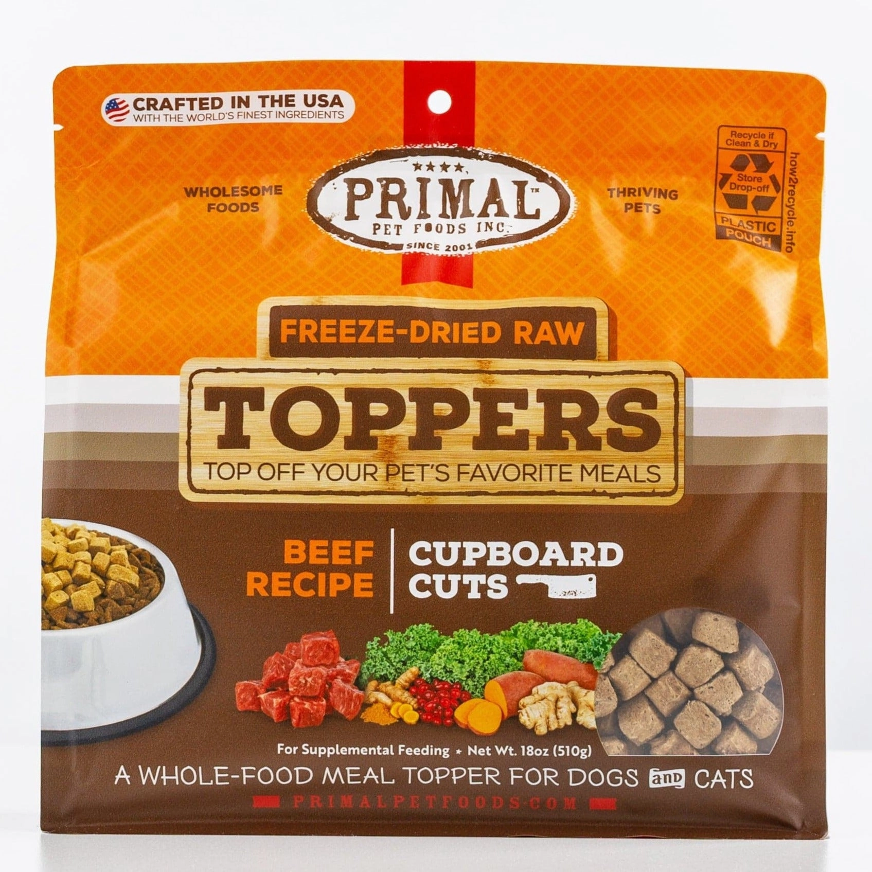 Primal Cupboard Cuts Freeze-Dried Raw Beef Meal Topper for Dogs and Cats