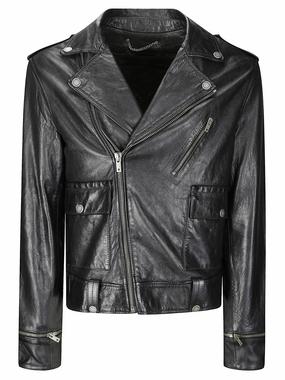 Regular Fit Leather Jacket With Zip Closure