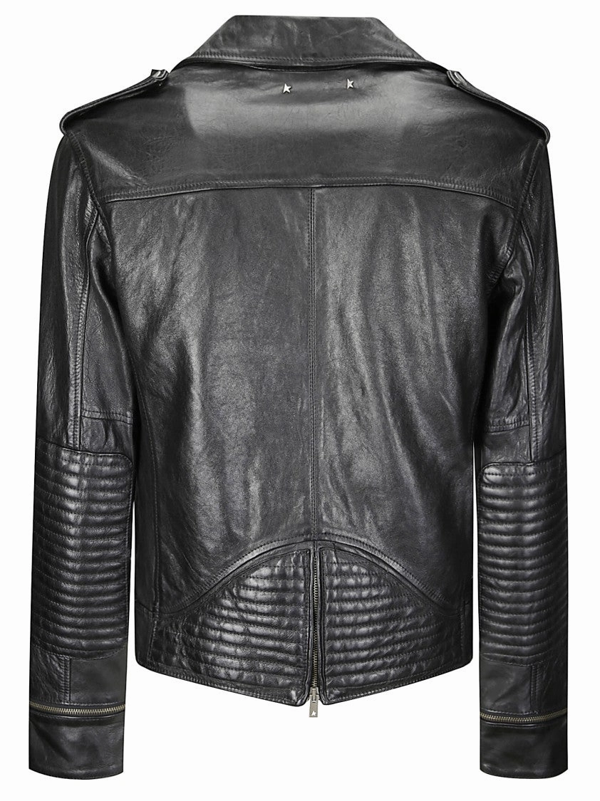 Regular Fit Leather Jacket With Zip Closure