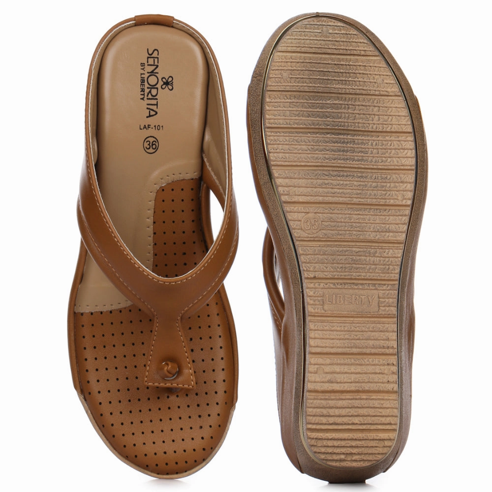 Senorita Casual Tan Slippers For Women LAF-101 By Liberty