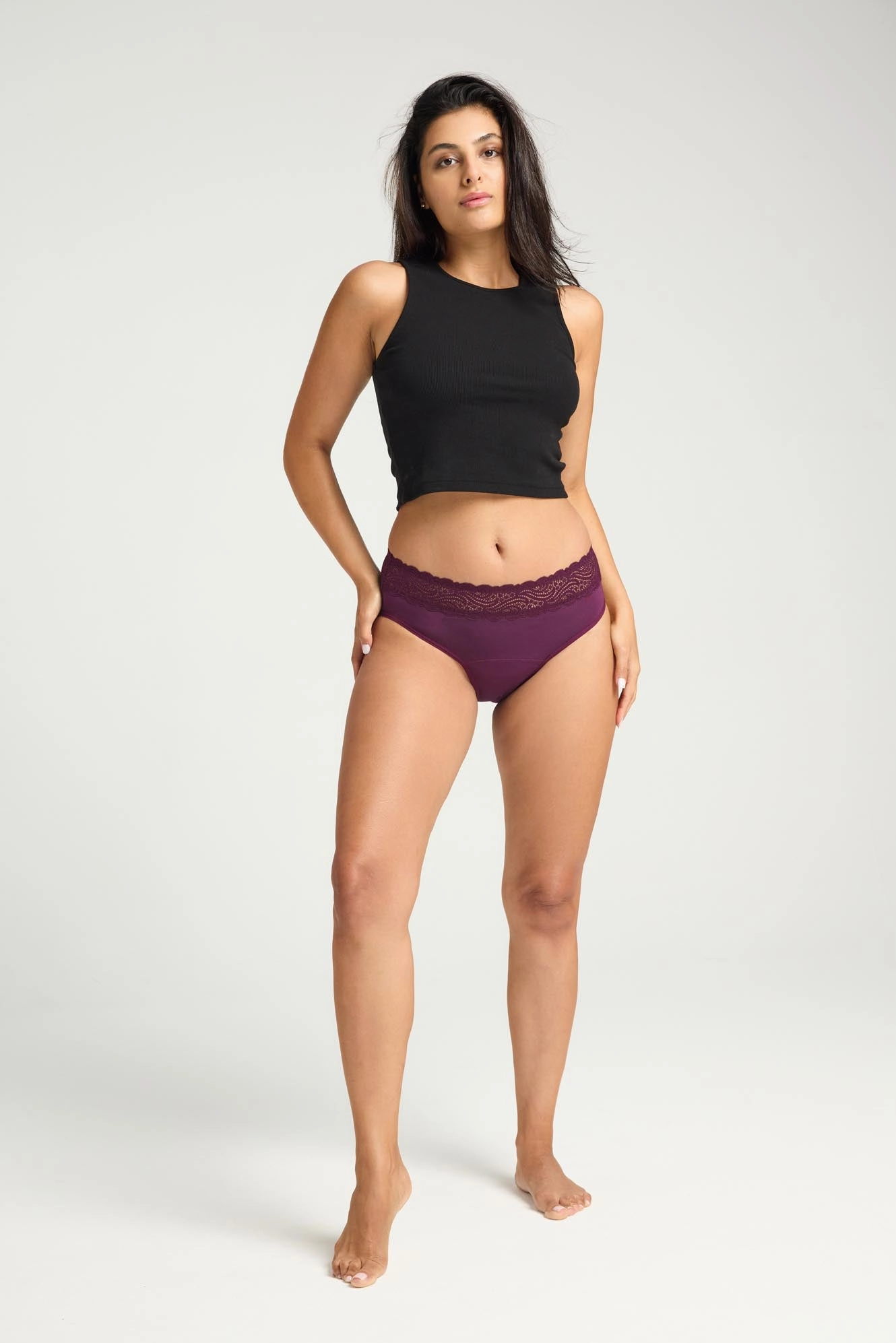 Sensual Hi Waist Bikini Moderate Raisin Purple