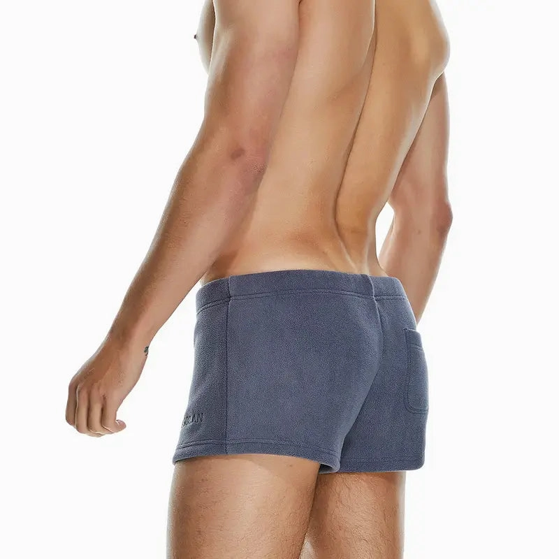 Seobean Men's Polar Fleece Boxer Shorts - Soft Lounge & Sleepwear Underwear 230501