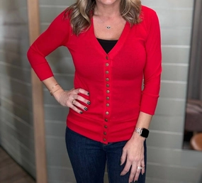 Snap Cardigan In Red