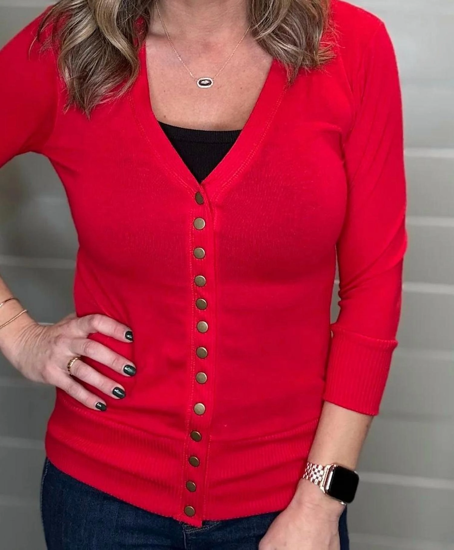 Snap Cardigan In Red
