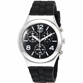 Swatch Men's Watch - Irony Noir De Bienne Chrono Black Dial Silicone Strap | YCS116