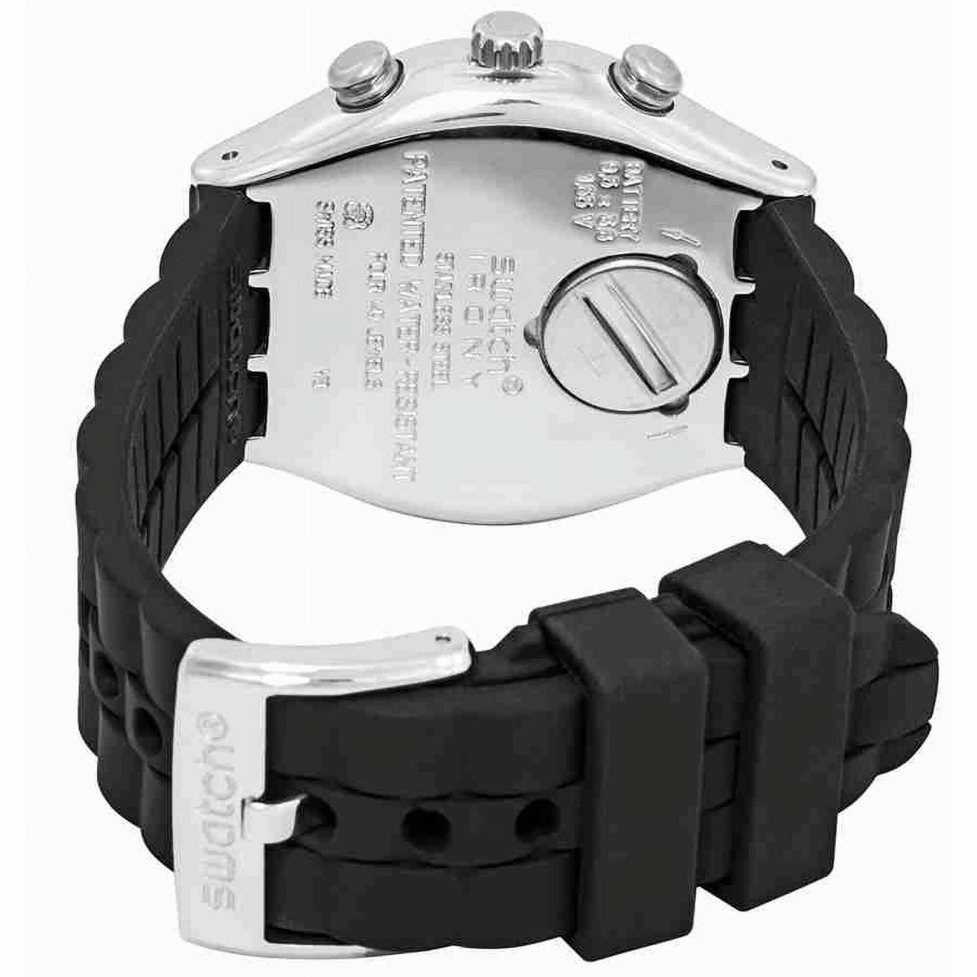 Swatch Men's Watch - Irony Noir De Bienne Chrono Black Dial Silicone Strap | YCS116