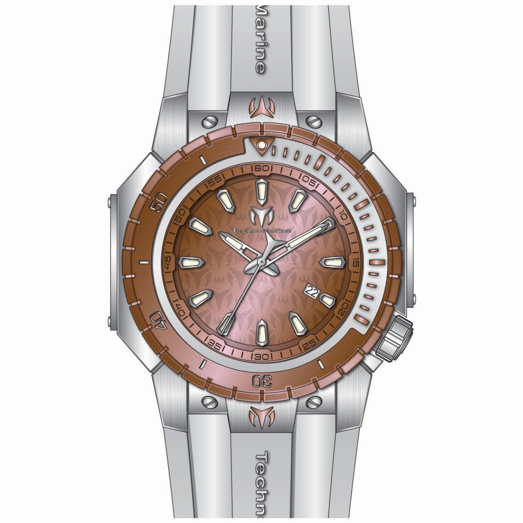 Technomarine Men's Watch - Manta Sea Quartz Rose Gold Dial Silicone Strap | TM-224005