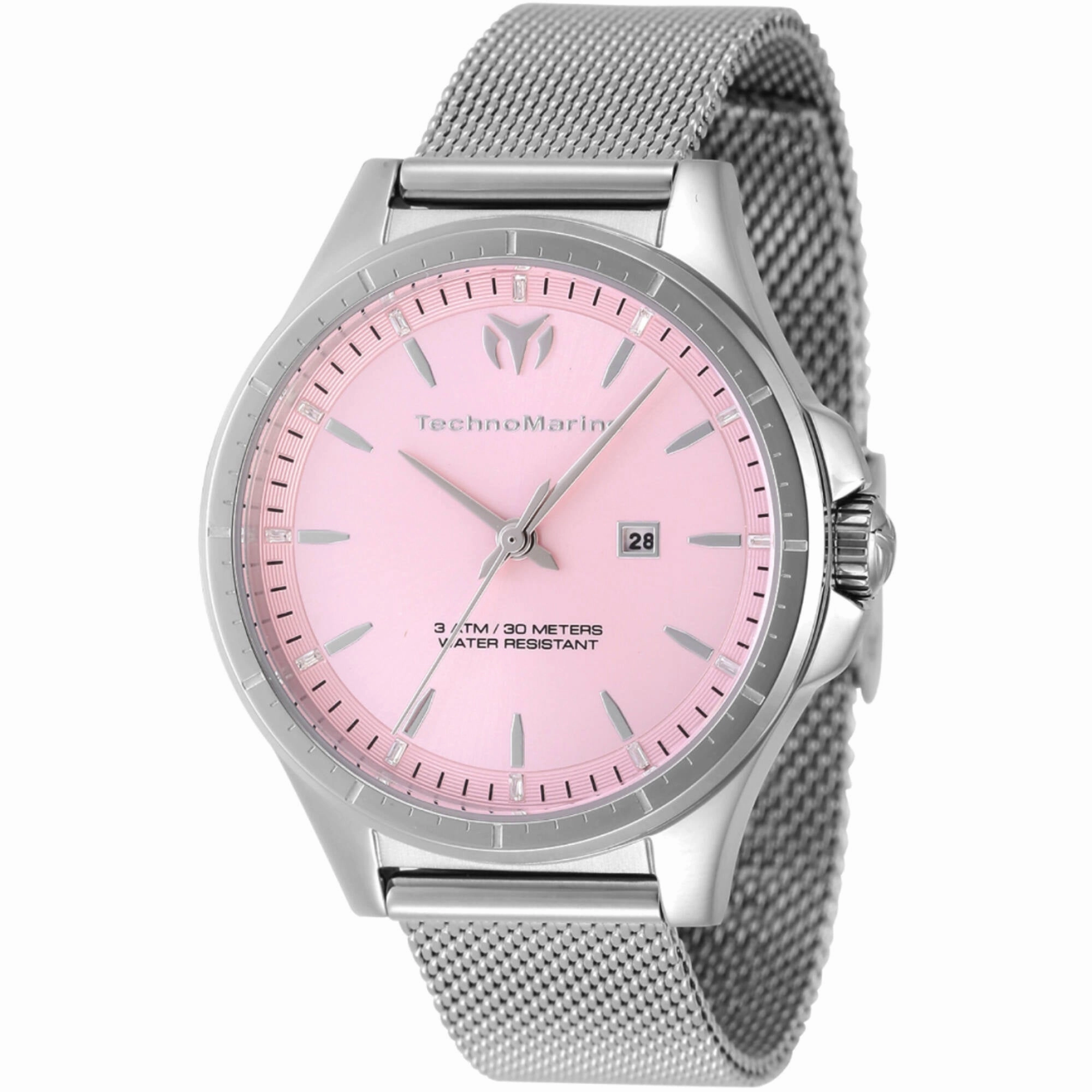 Technomarine Women's Watch - MoonSun Quartz Pink Dial Mesh Bracelet | TM-822034