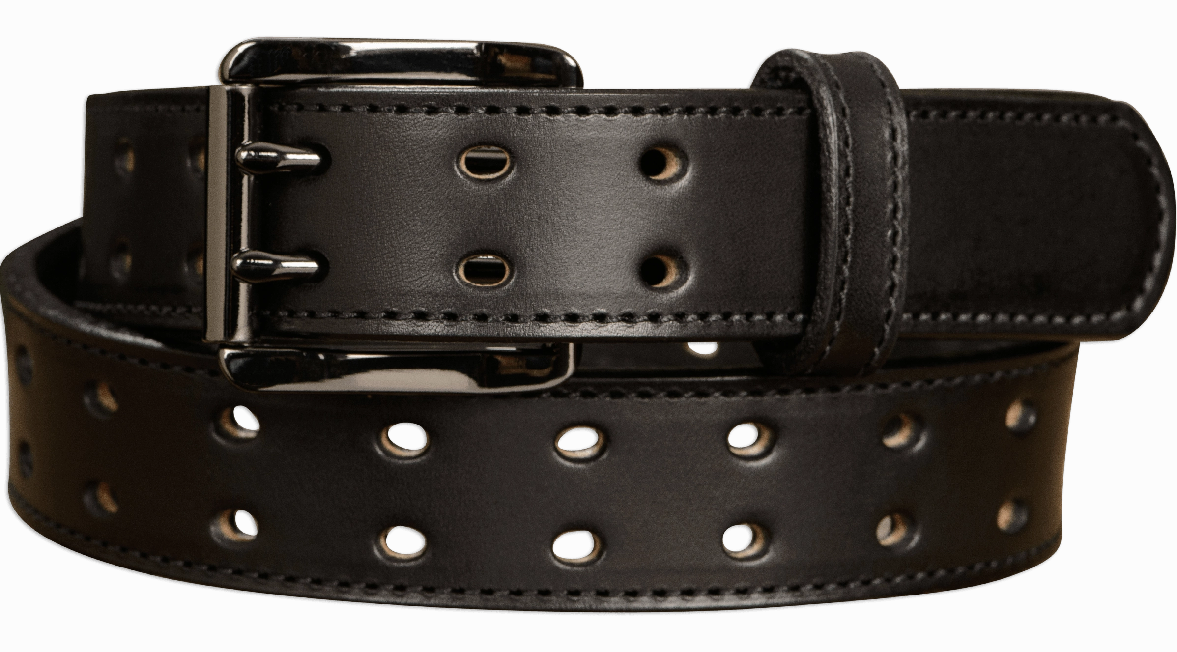 The Holey Bull: Black Stitched Double Prong Max Thick 1.50"