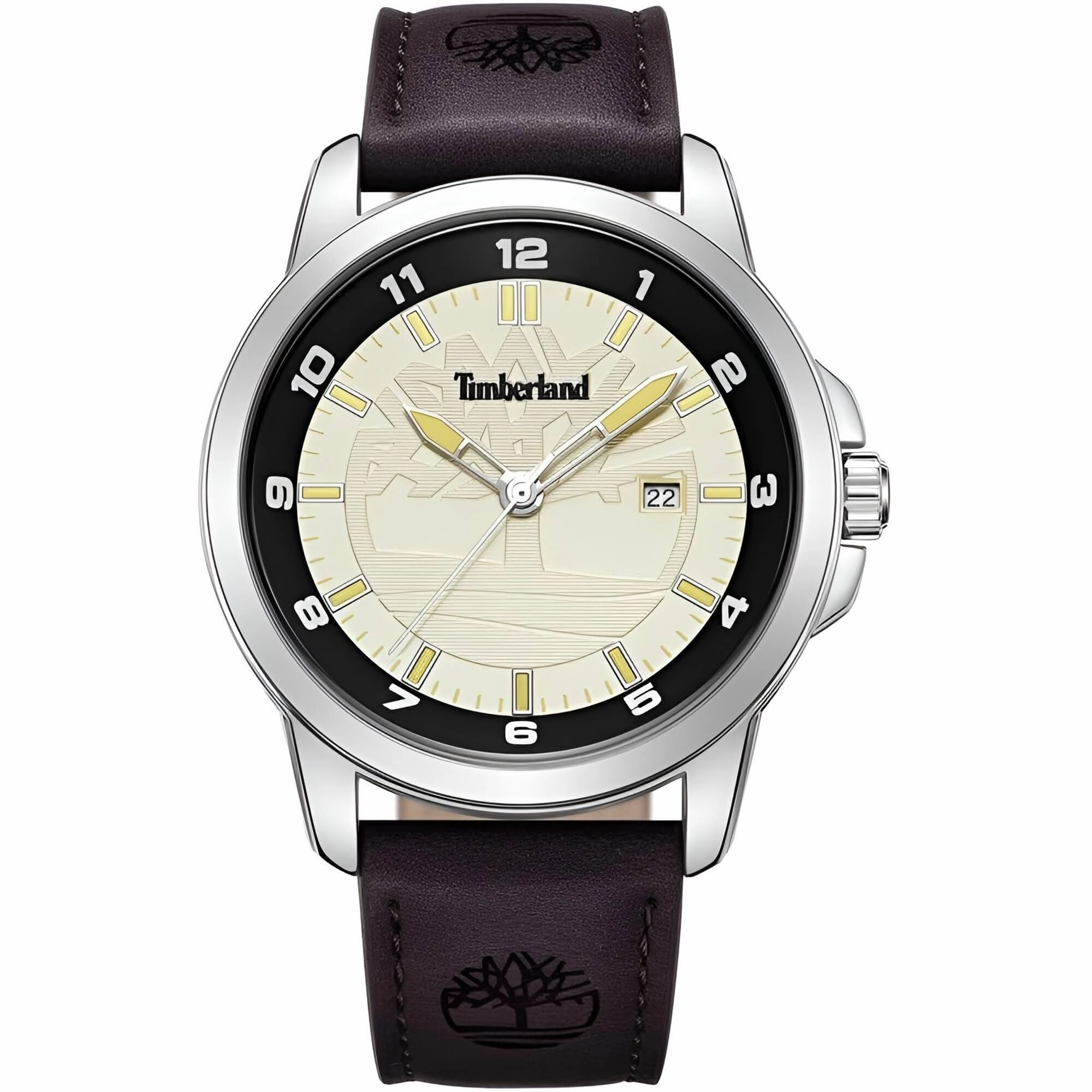 Timberland Men's Watch - Quartz Beige and Black Dial Leather Strap | TDWGB9002101