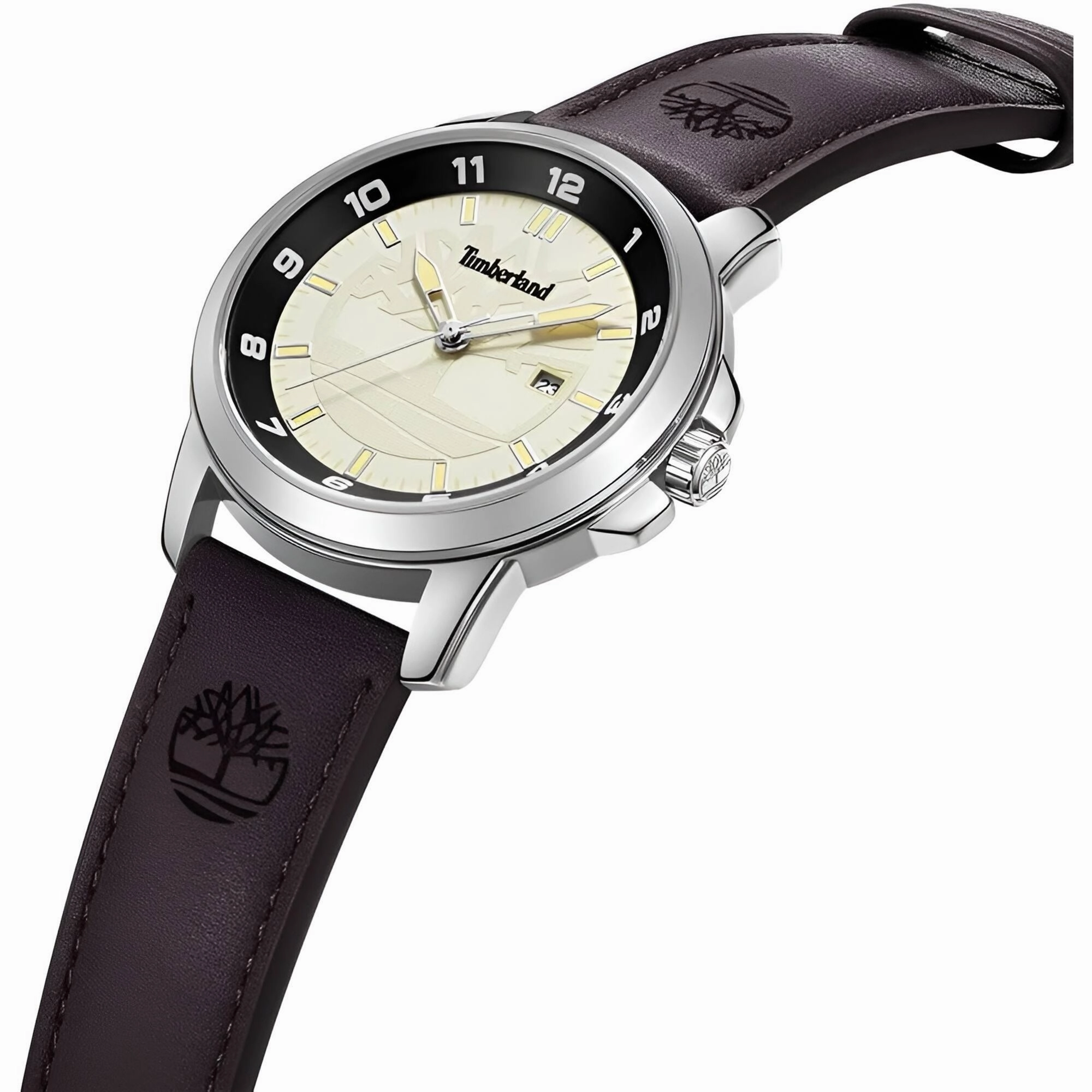 Timberland Men's Watch - Quartz Beige and Black Dial Leather Strap | TDWGB9002101