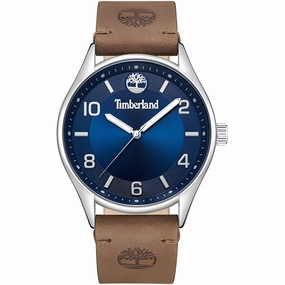 Timberland Men's Watch - Quartz Blue Dial Beige Genuine Leather Strap | TDWGA9001101