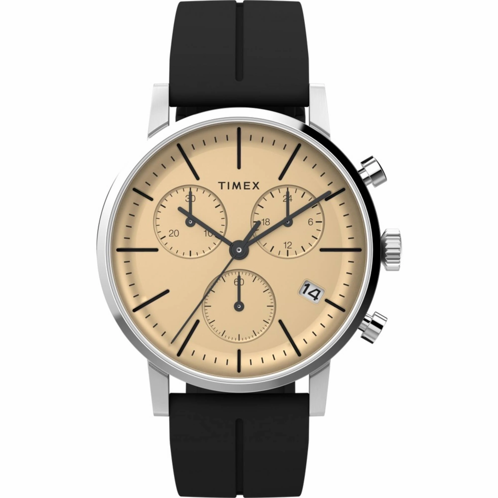 Timex Men's Chronograph Watch - Midtown Champagne Dial Black Strap | TW2V70500VQ