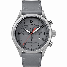 Timex Men's Chronograph Watch - Waterbury Silver Tone Case Grey Strap | TW2R70700VQ