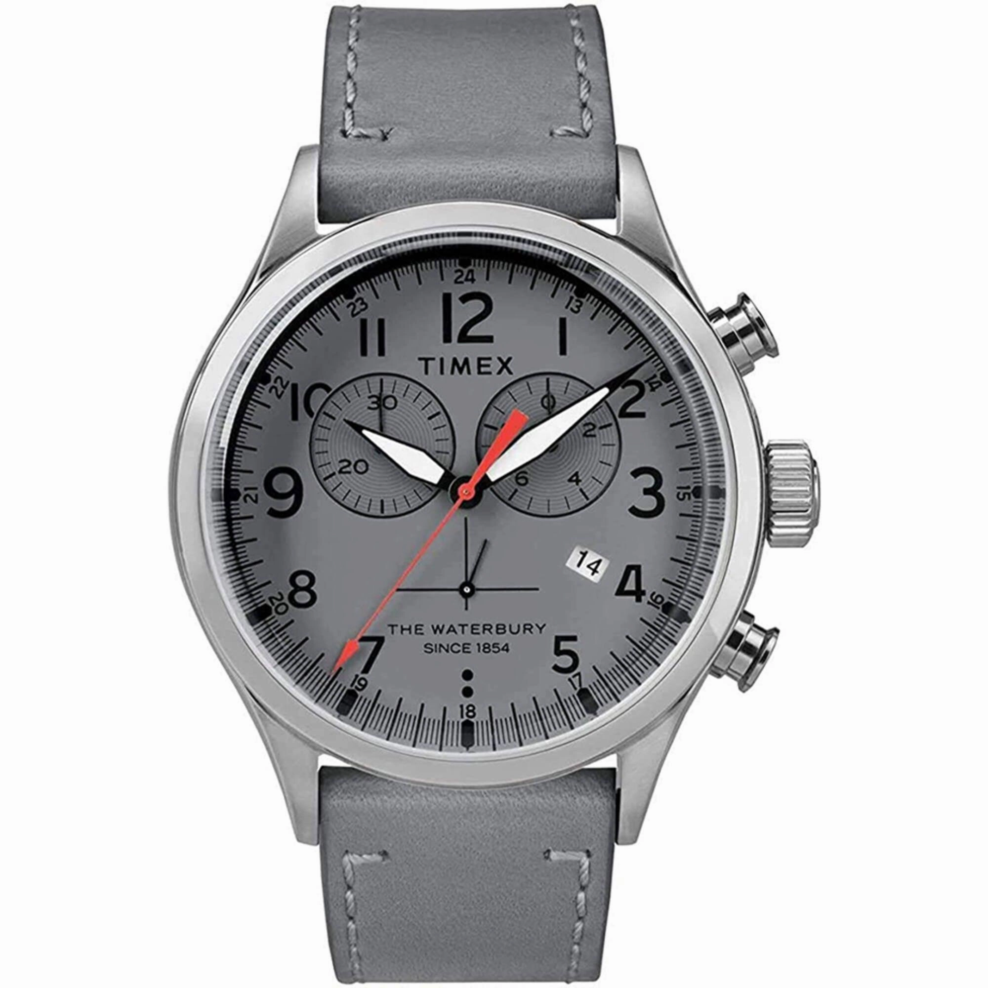 Timex Men's Chronograph Watch - Waterbury Silver Tone Case Grey Strap | TW2R70700VQ