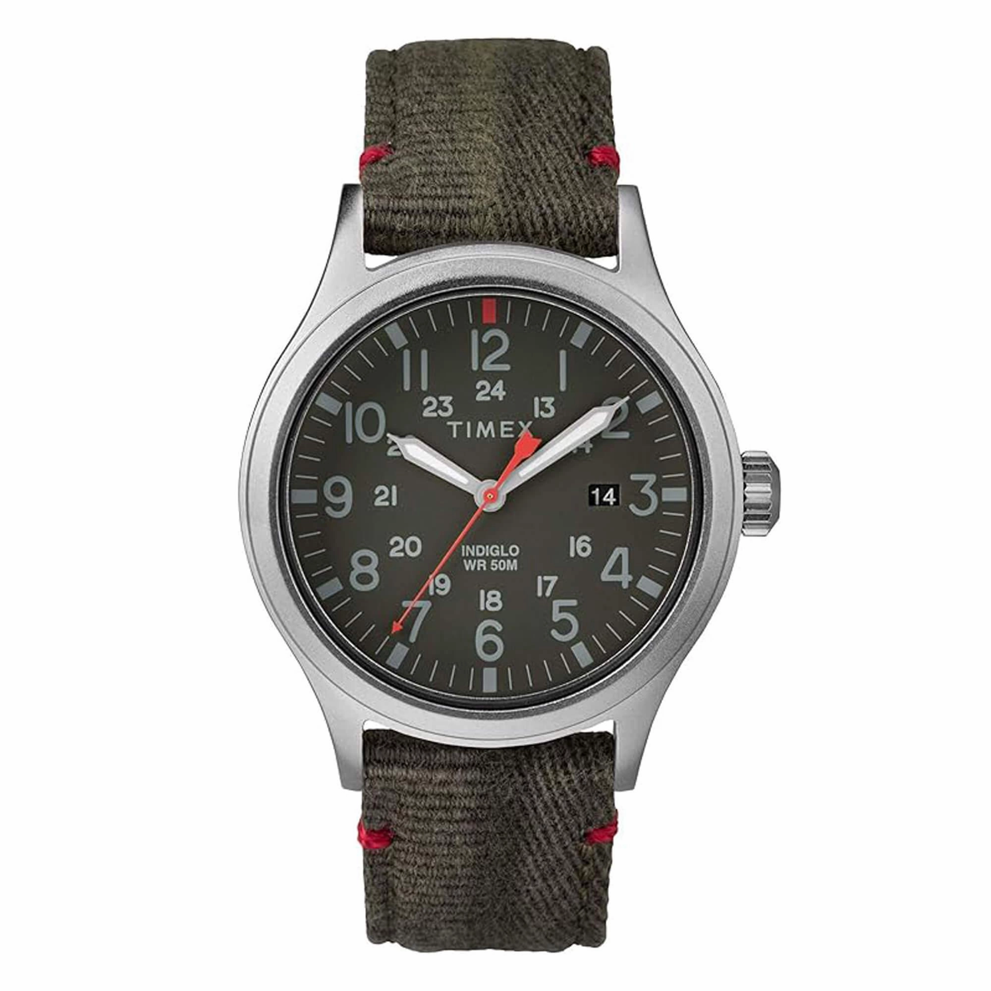 Timex Men's Watch - Allied Silver Tone Case Green Dial Fabric Strap | TW2R60900VQ