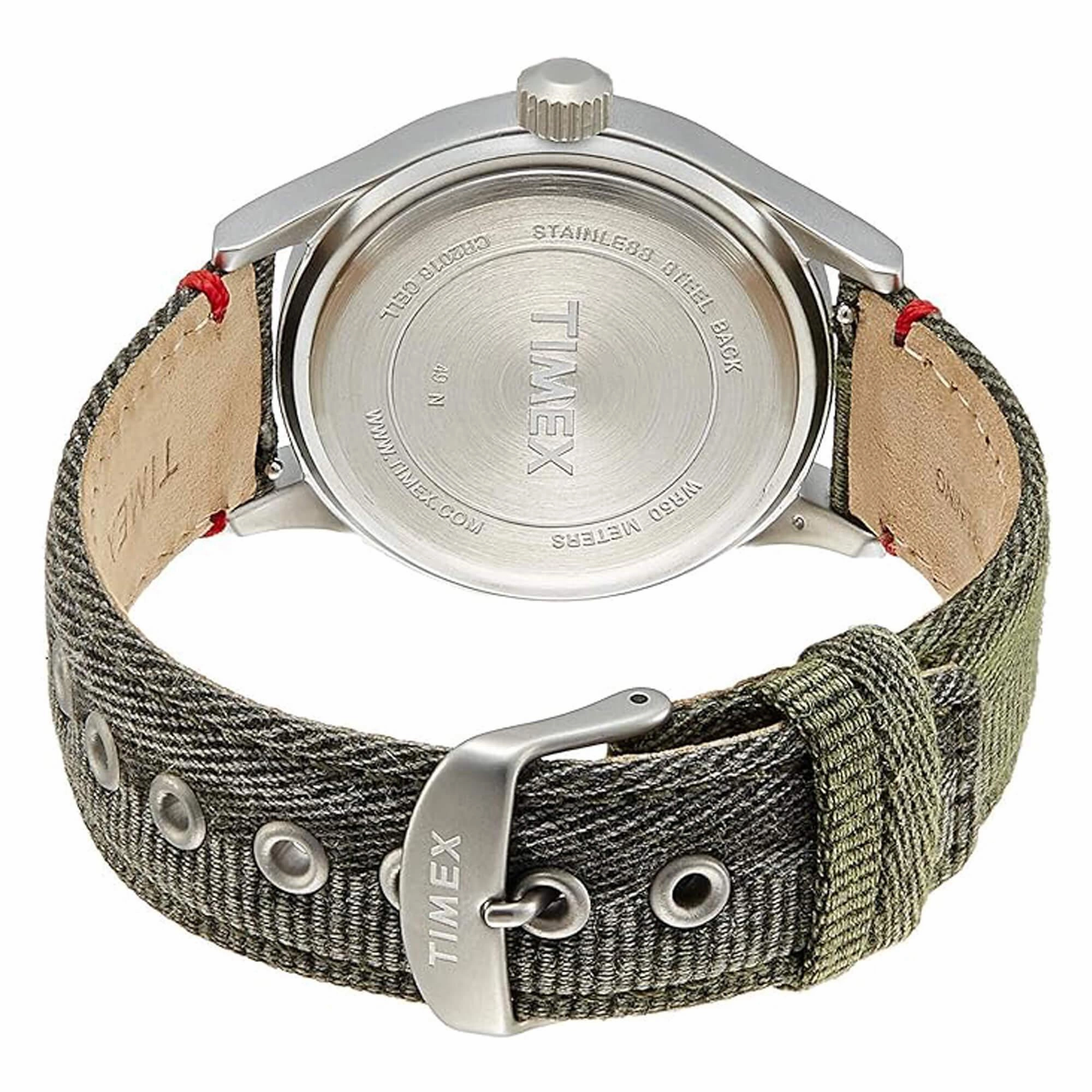 Timex Men's Watch - Allied Silver Tone Case Green Dial Fabric Strap | TW2R60900VQ