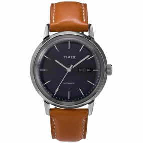 Timex Men's Watch - Marlin Power Reserve Dark Blue Dial Leather Strap | TW2U38400ZV