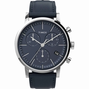 Timex Men's Watch - Midtown Chronograph Date Display Blue Leather Strap | TW2V36800VQ