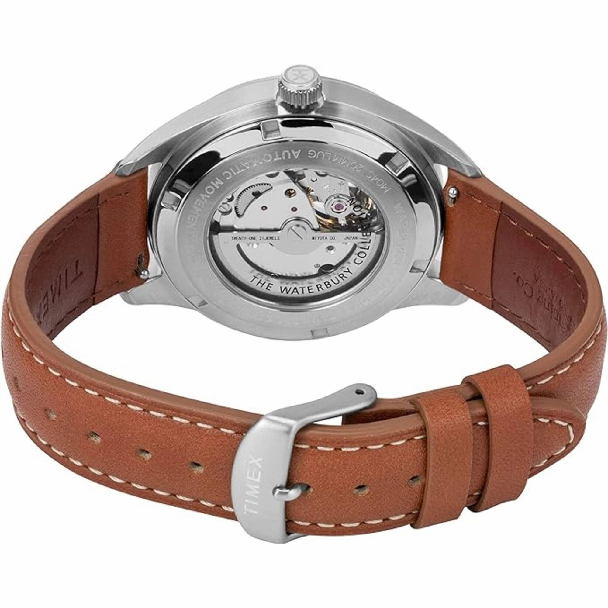 Timex Men's Watch - Waterbury Open Heart Dial Brown Strap Automatic | TW2U37700ZV