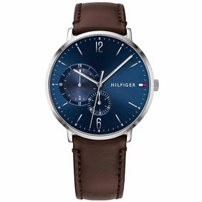 Tommy Hilfiger Men's Watch - Brooklyn Blue Dial Brown Leather Strap Quartz | 1791508