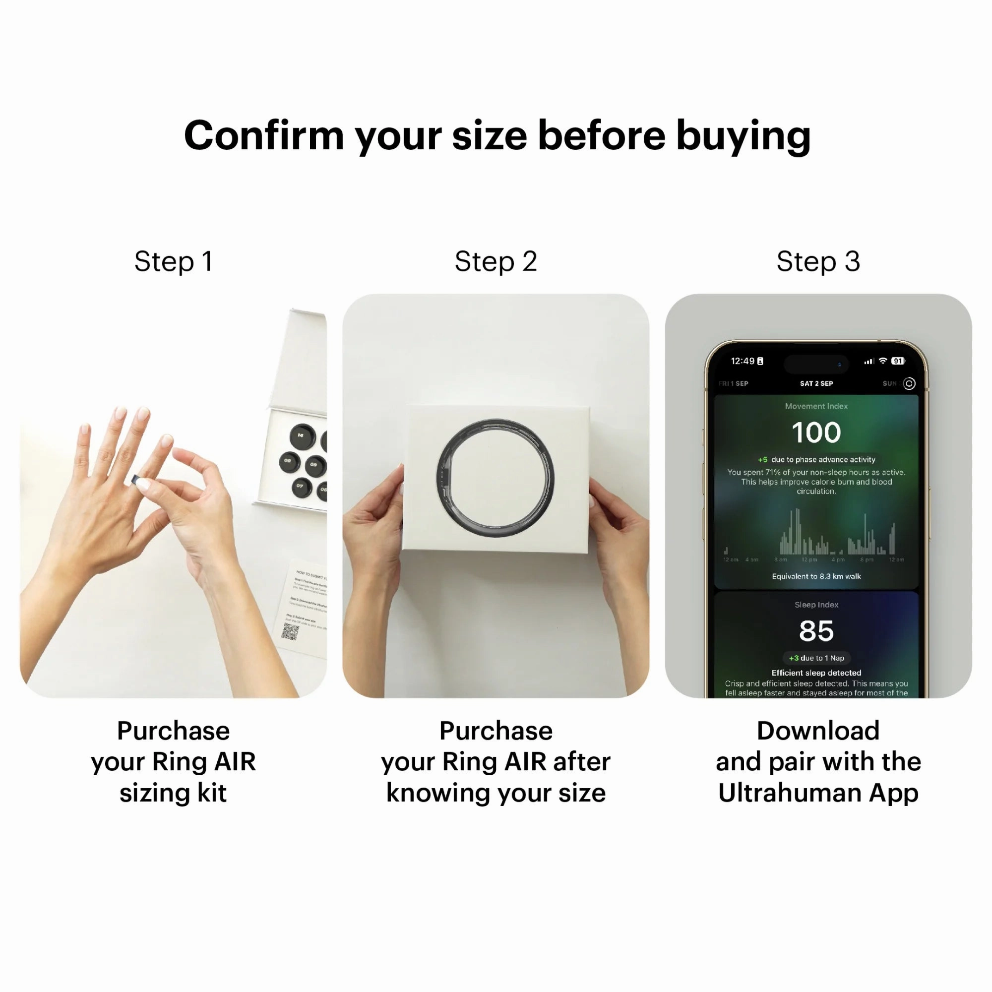 Ultrahuman UHRA-MG-10 Ring AIR Size 10 - World's Lightest Sleep-Tracking Wearable (Matte Grey)