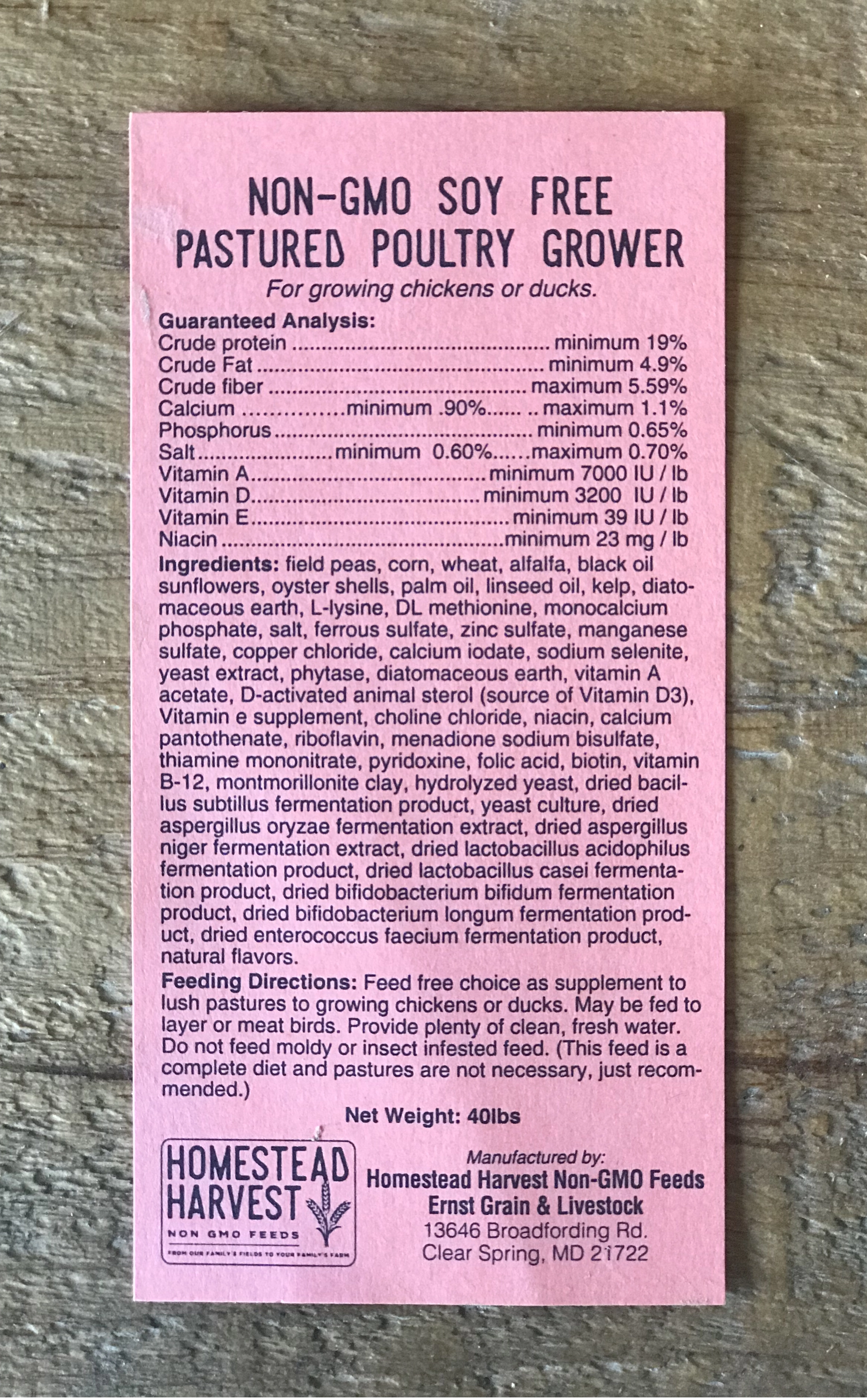 Wholesome Harvest Non-GMO Soy-Free Pastured Poultry Grower 19% For growing chickens or ducks