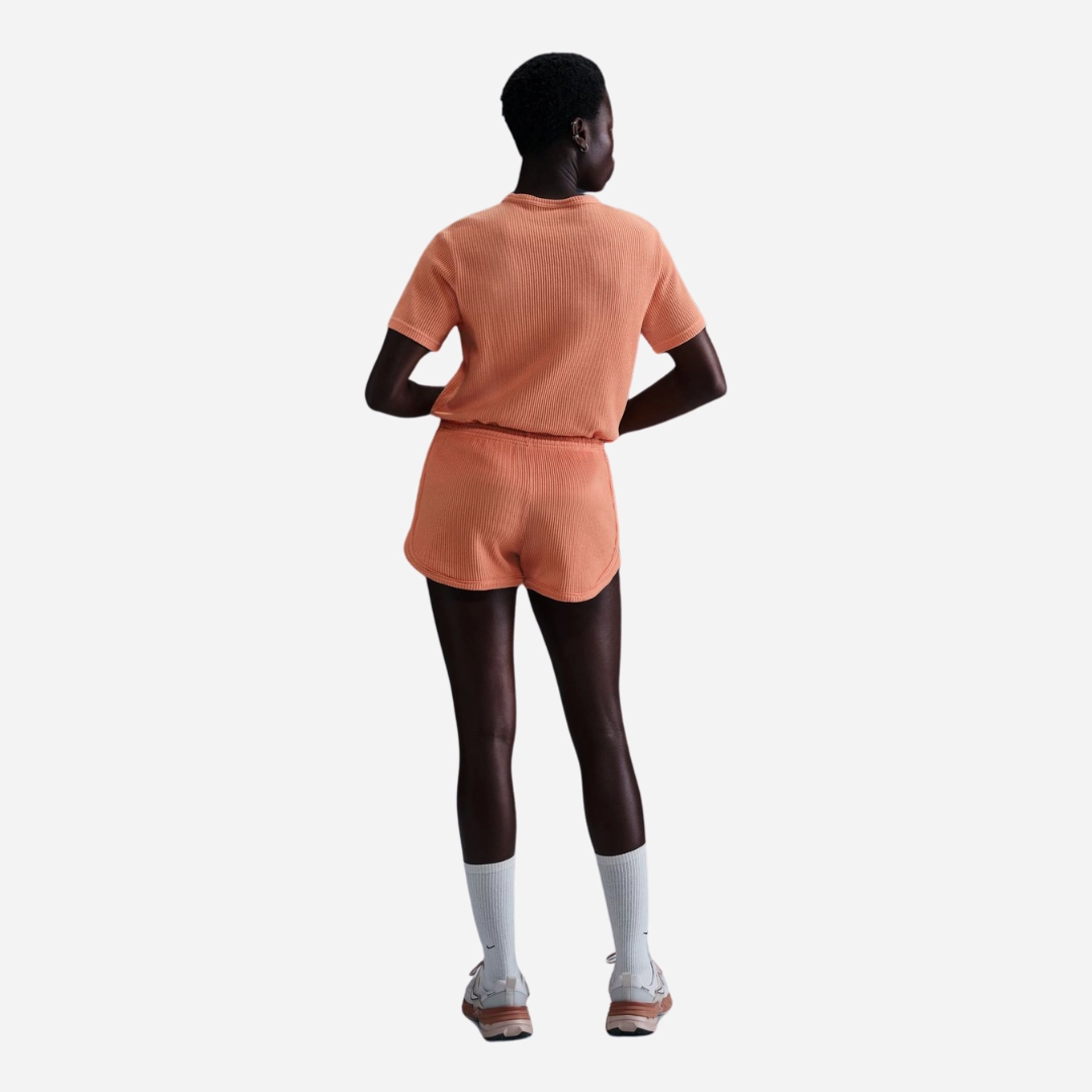 womens nike sportswear chill waffle s/s top (orange)